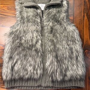 Justice Gray Knit/Faux Fur Sweater